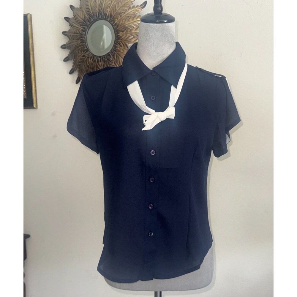 TulipB blue and White blouse New with Tags M